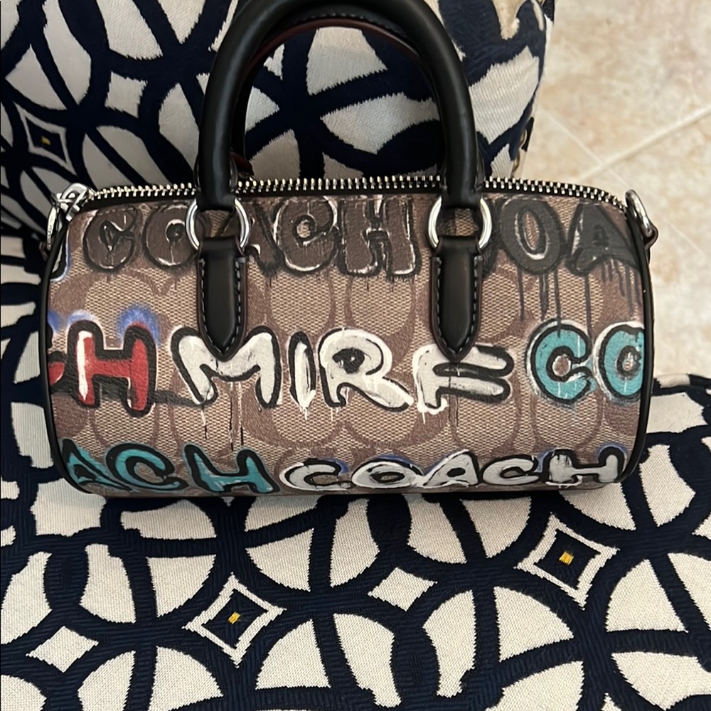 Coach Mint+Serf  Barrel Multicolor Graffiti Print Women's Bag